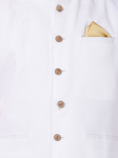 Men's White Cotton Ethnic Jacket