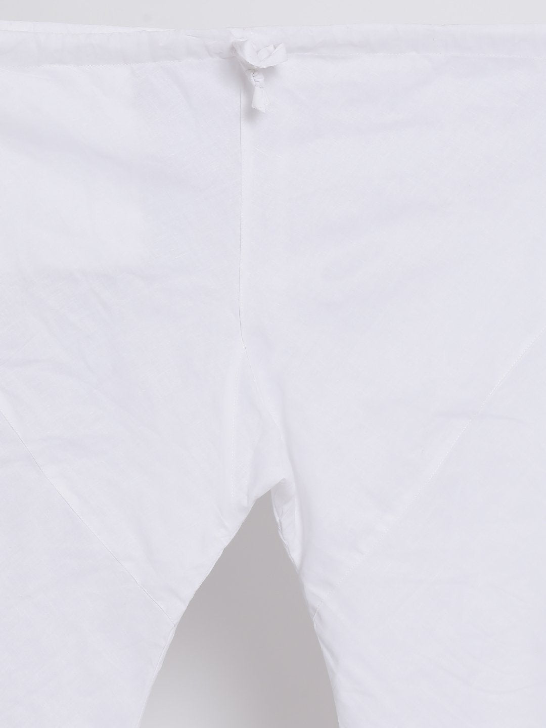 Men's White Cotton Blend Ethnic Jacket, Kurta and Dhoti Pant Set