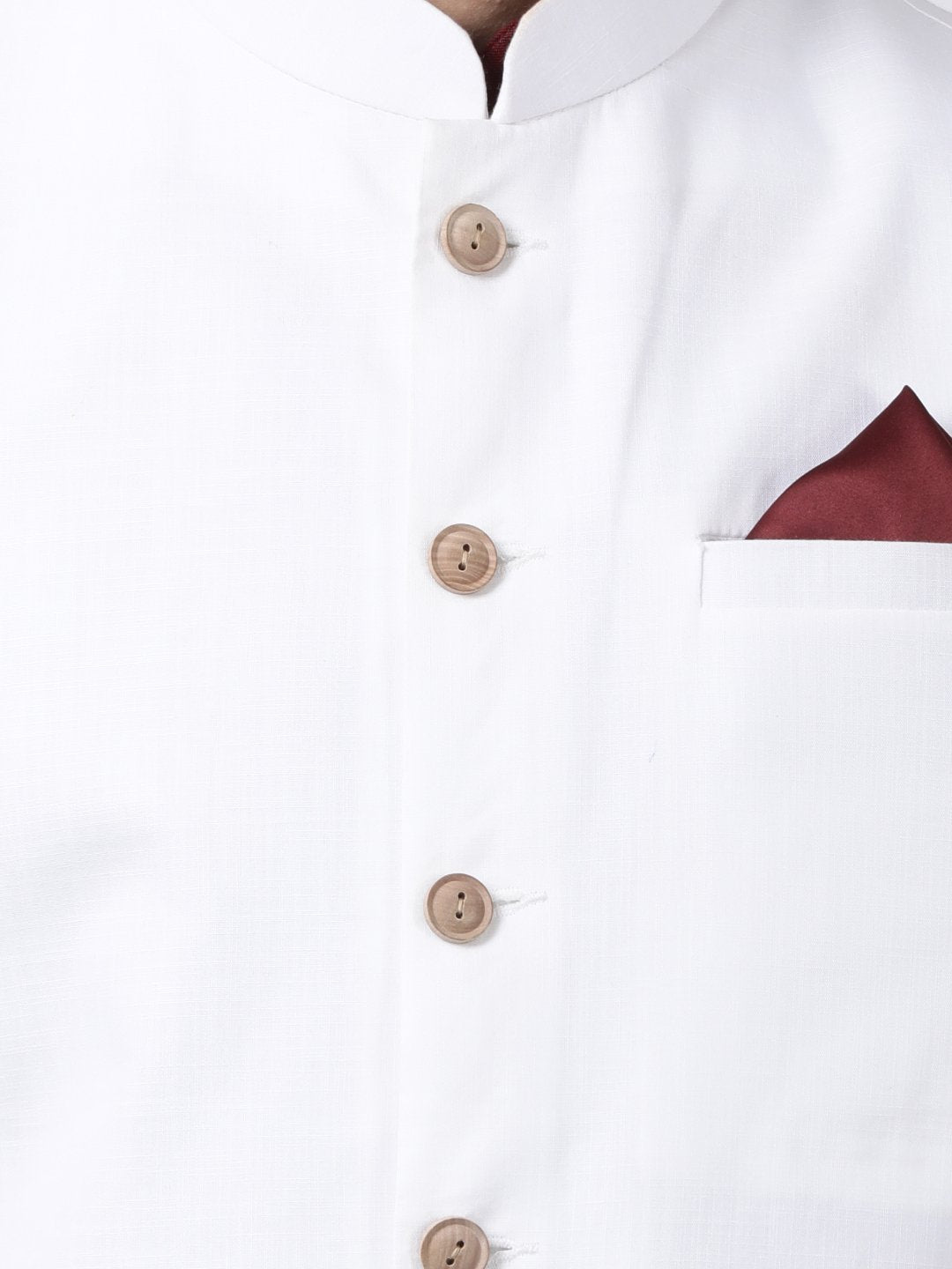 Men's Maroon Cotton Blend Ethnic Jacket, Kurta and Dhoti Pant Set