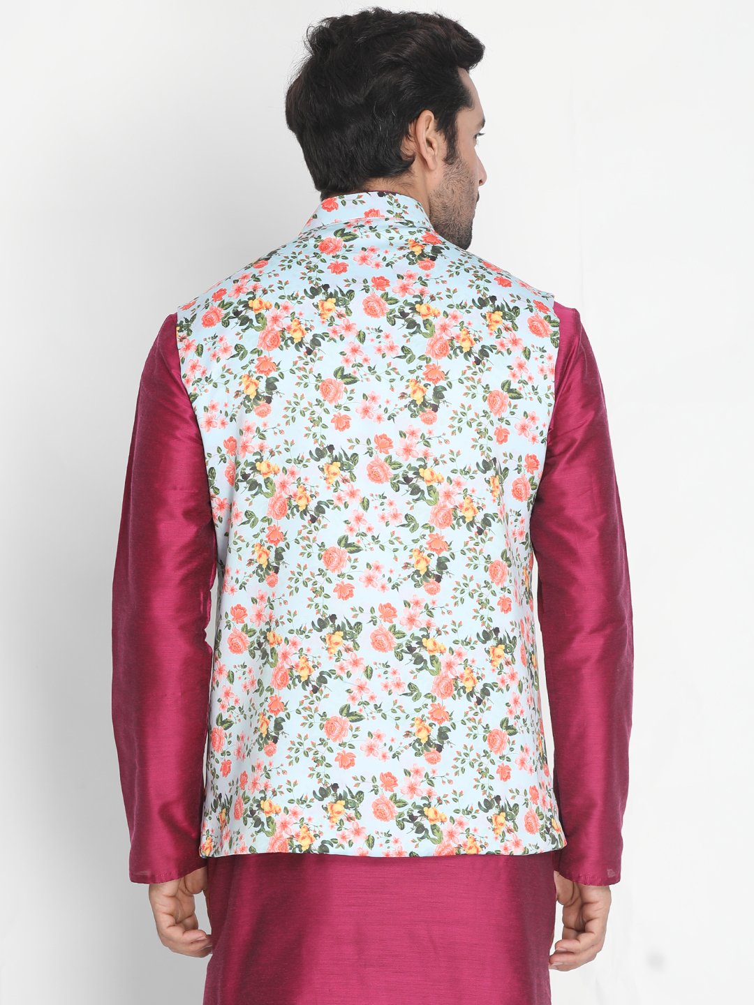 Men's Light Green Silk Blend Ethnic Jacket