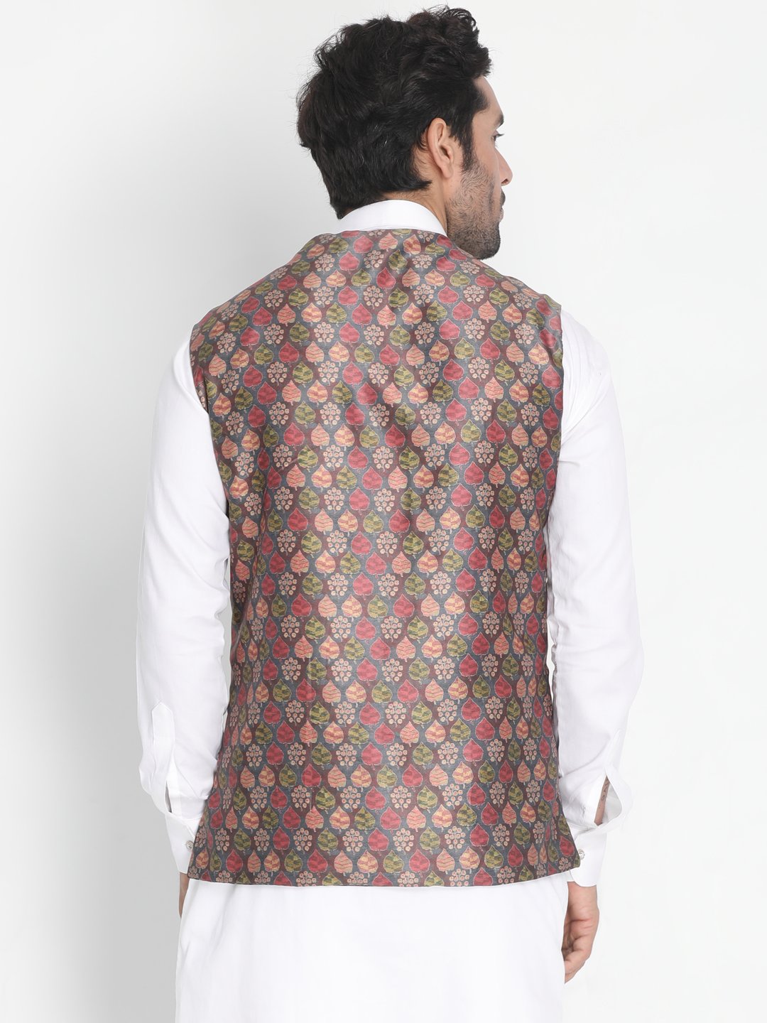 Men's Grey Silk Blend Ethnic Jacket