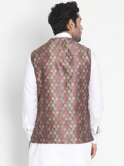 Men's Grey Silk Blend Ethnic Jacket