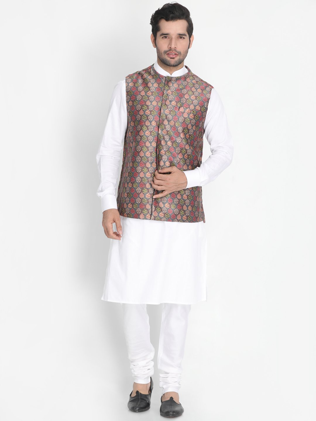Men's Grey Silk Blend Ethnic Jacket