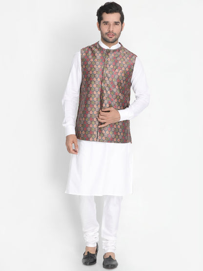 Men's Grey Silk Blend Ethnic Jacket
