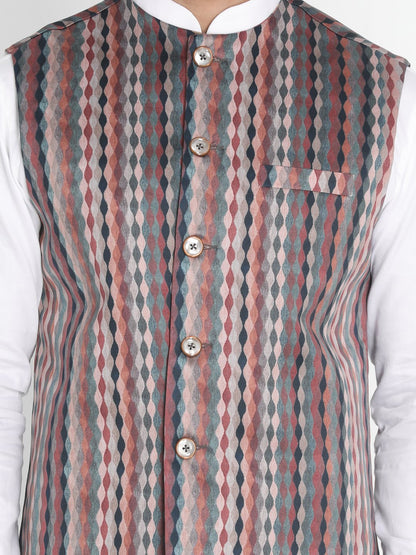 Men's Grey Silk Blend Ethnic Jacket