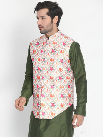 Men's Pink Silk Blend Ethnic Jacket