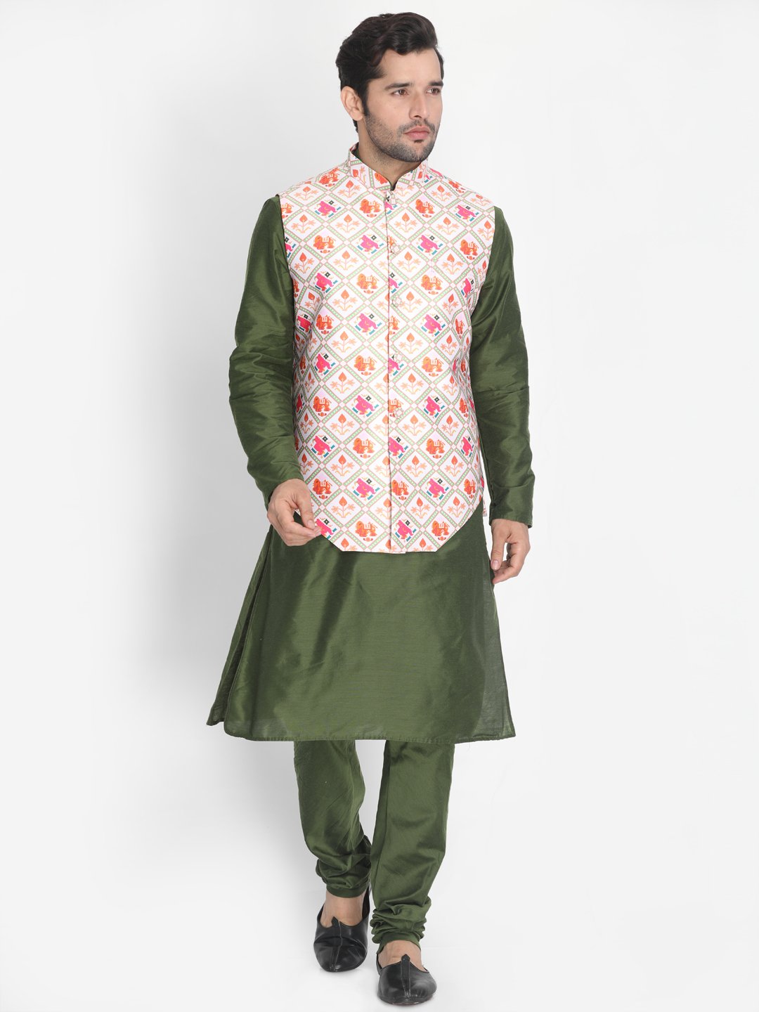 Men's Pink Silk Blend Ethnic Jacket