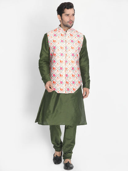 Men's Pink Silk Blend Ethnic Jacket