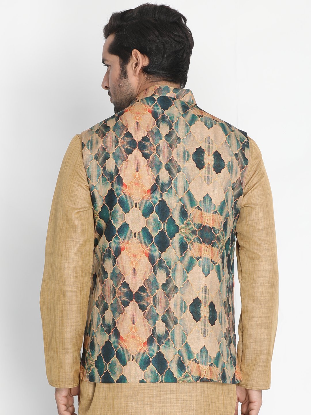 Men's Multicolor Silk Blend Ethnic Jacket