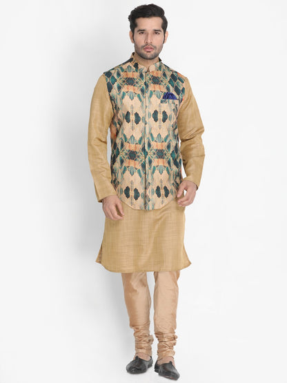 Men's Multicolor Silk Blend Ethnic Jacket
