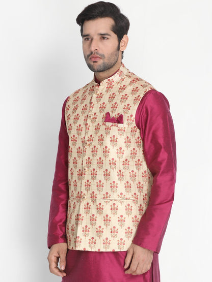Men's Gold Silk Blend Ethnic Jacket