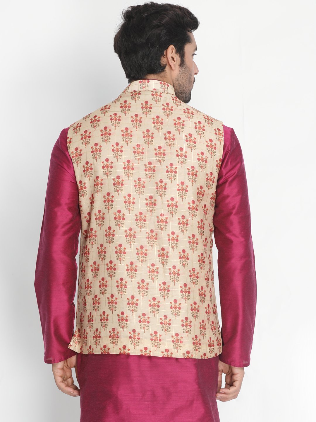 Men's Gold Silk Blend Ethnic Jacket