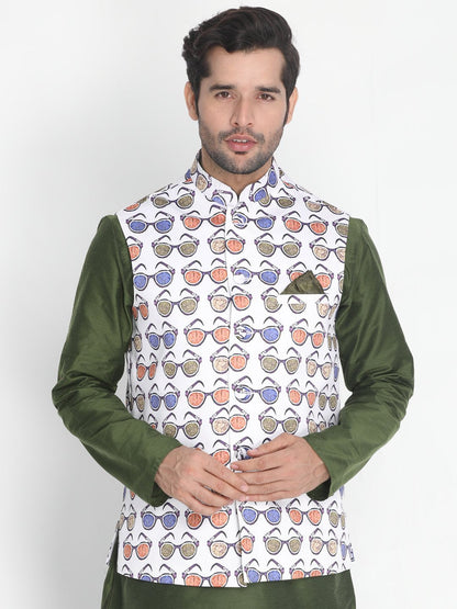 Men's Multicolor Silk Blend Ethnic Jacket