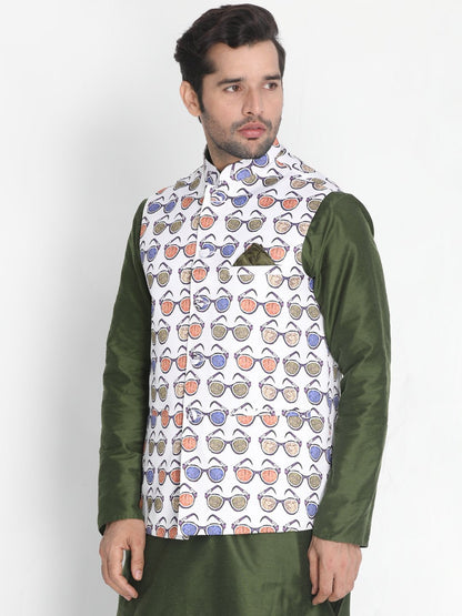 Men's Multicolor Silk Blend Ethnic Jacket