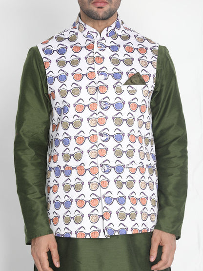 Men's Multicolor Silk Blend Ethnic Jacket