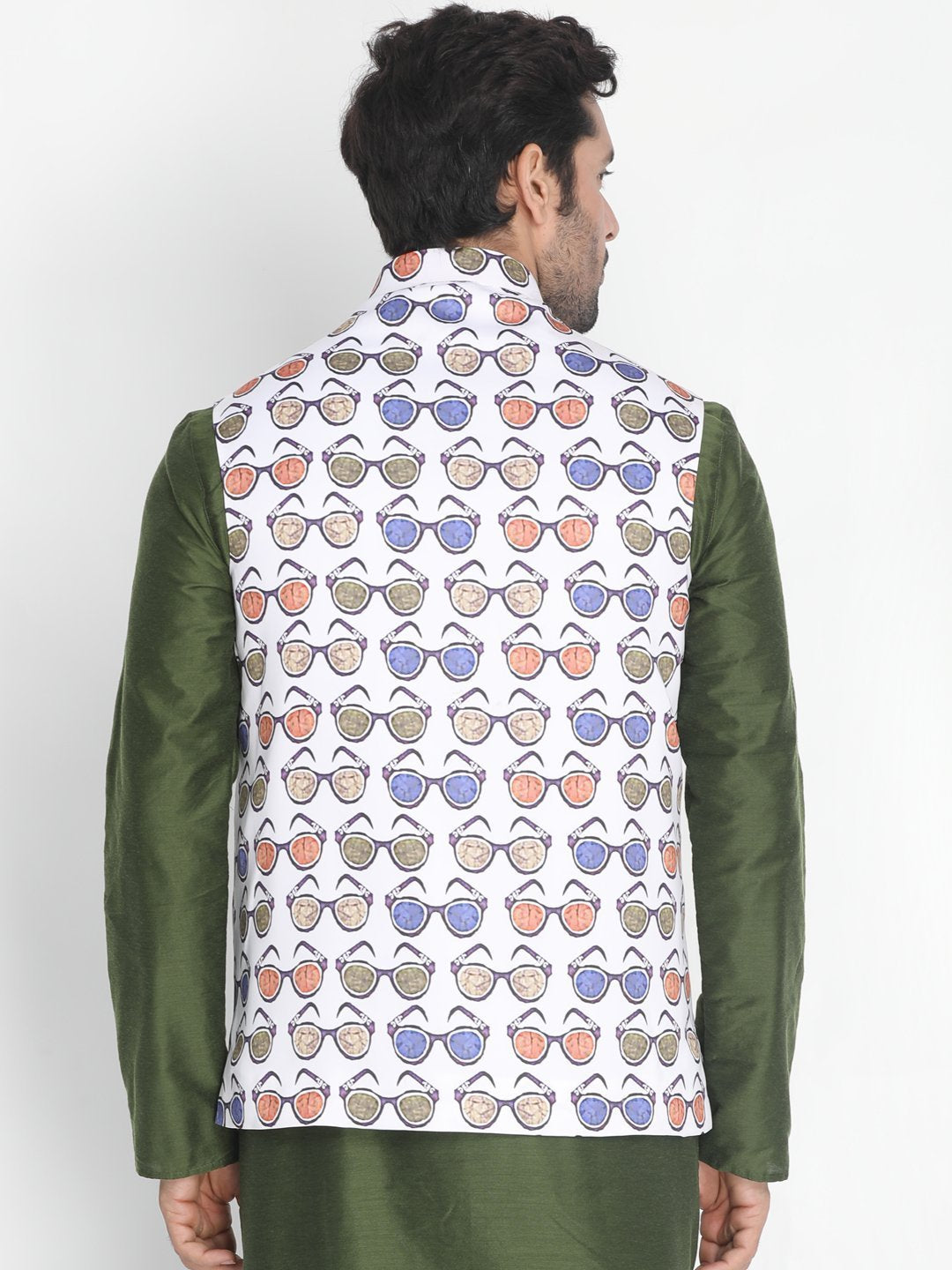 Men's Multicolor Silk Blend Ethnic Jacket