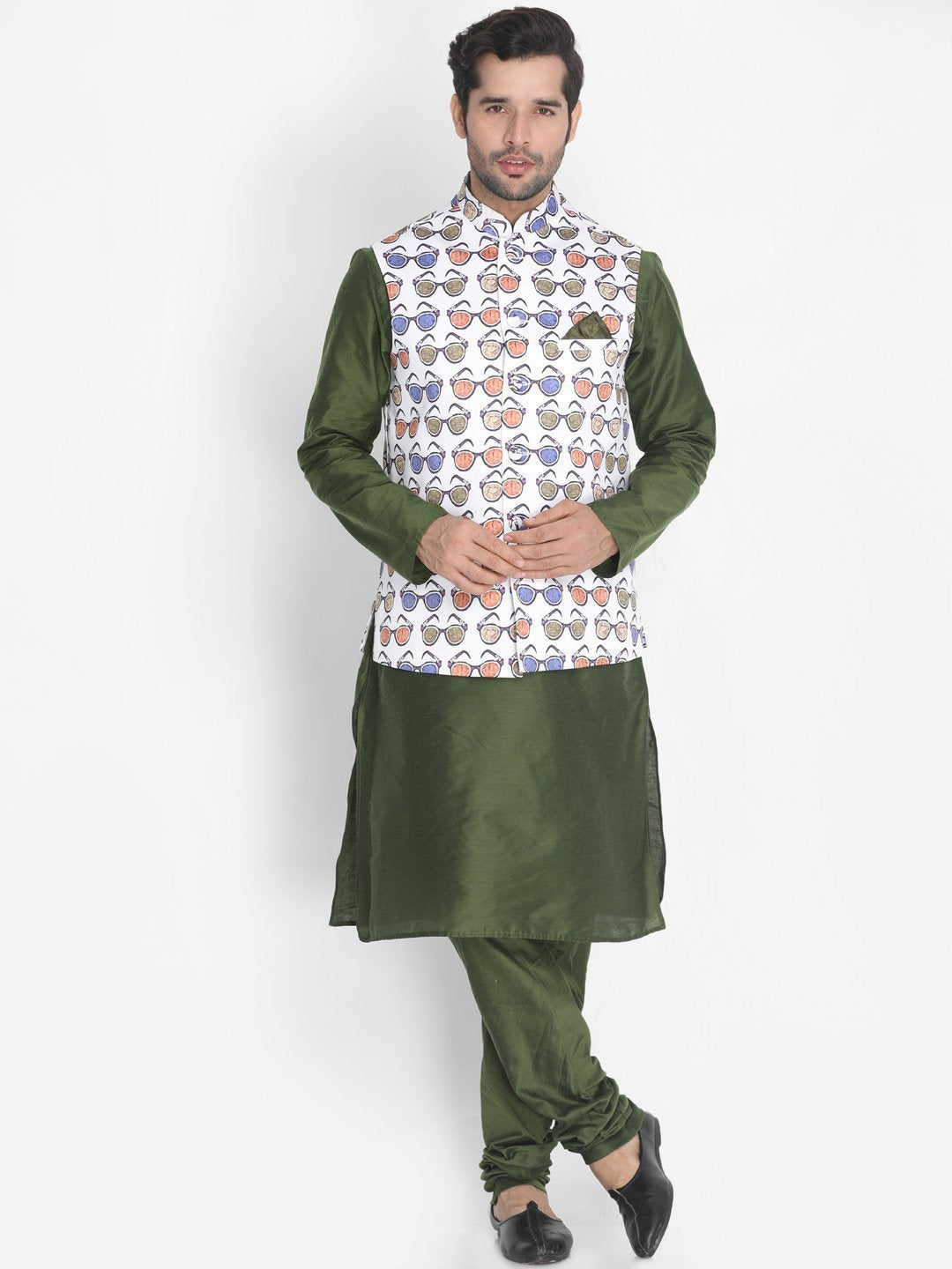 Men's Multicolor Silk Blend Ethnic Jacket