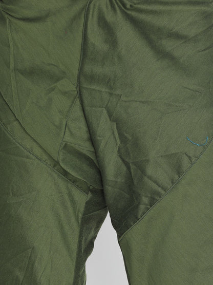 Men's Green Cotton Blend Kurta, Ethnic Jacket and Pyjama Set