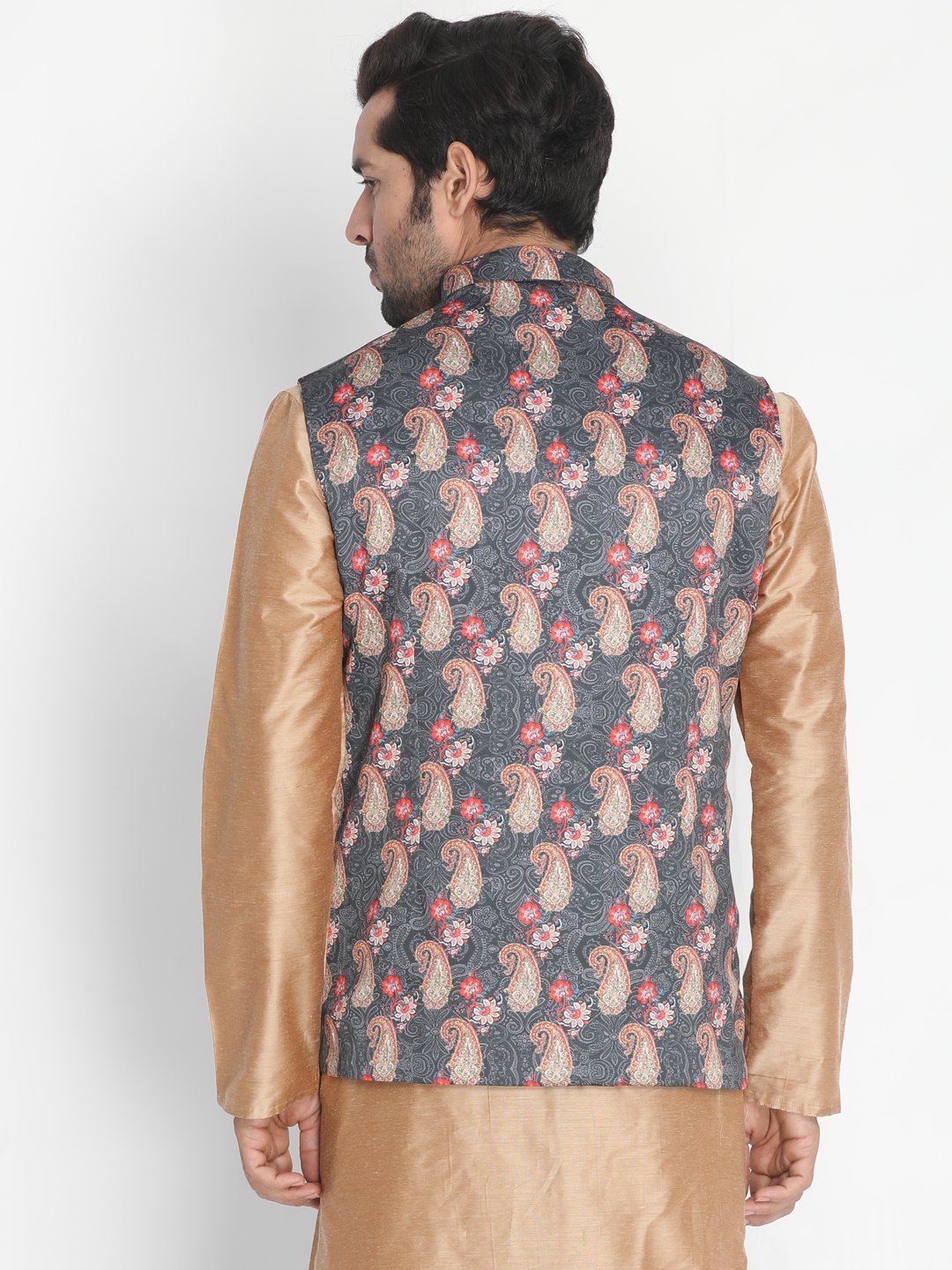 Men's Grey Silk Blend Ethnic Jacket
