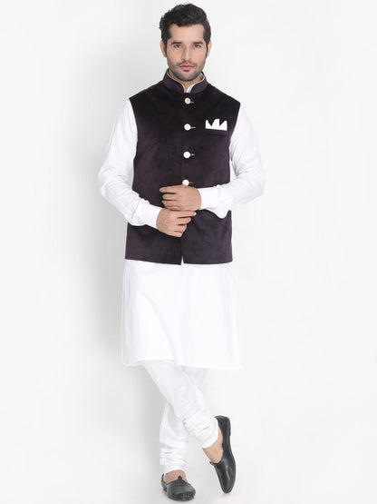 Men's Black Velvet Ethnic Jacket