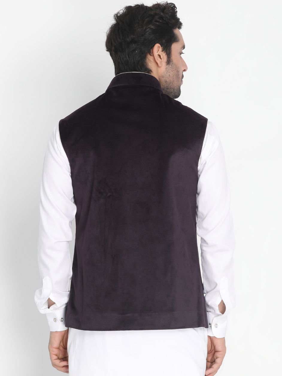 Men's Black Velvet Ethnic Jacket