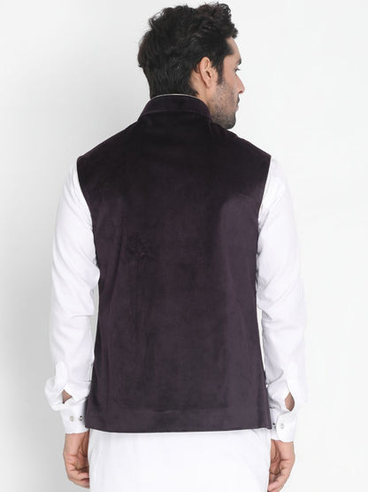 Men's Black Velvet Ethnic Jacket