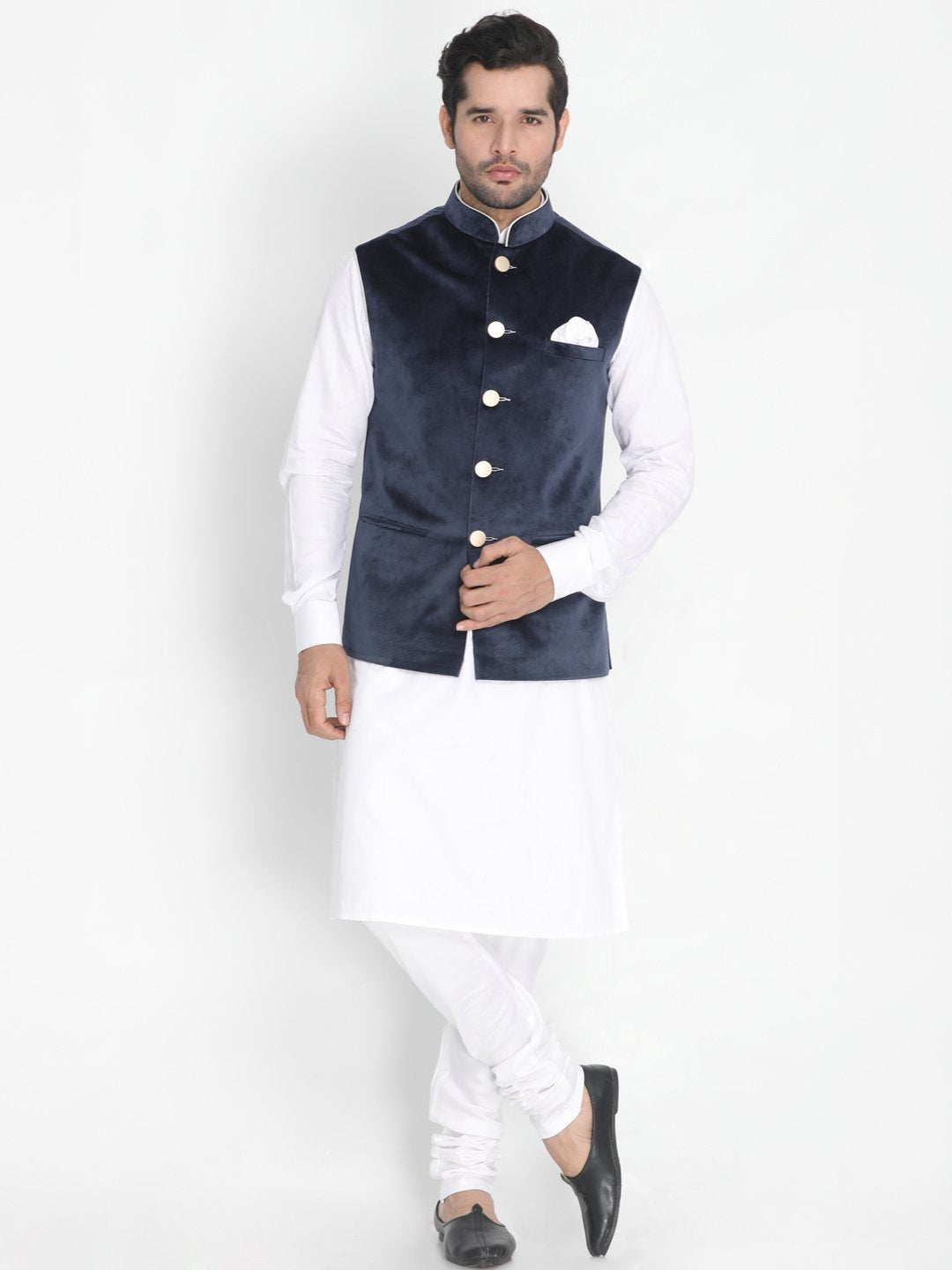 Men's Blue Velvet Ethnic Jacket