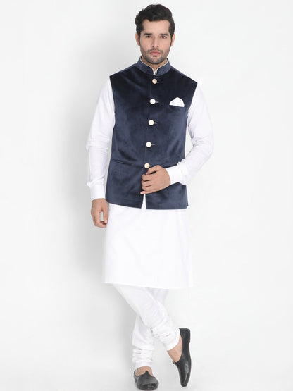 Men's Blue Velvet Ethnic Jacket