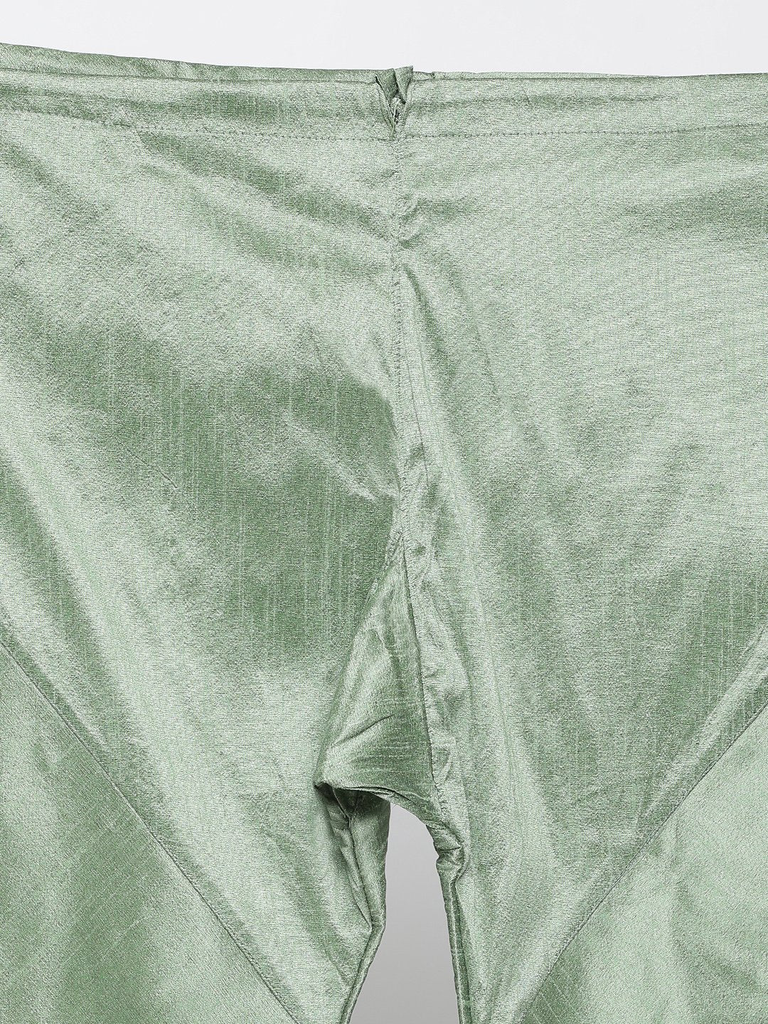 Men's Light Green Cotton Silk Blend Kurta, Ethnic Jacket and Pyjama Set