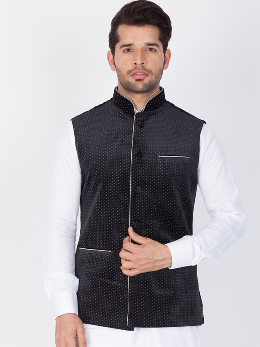 Men's Black Velvet Ethnic Jacket