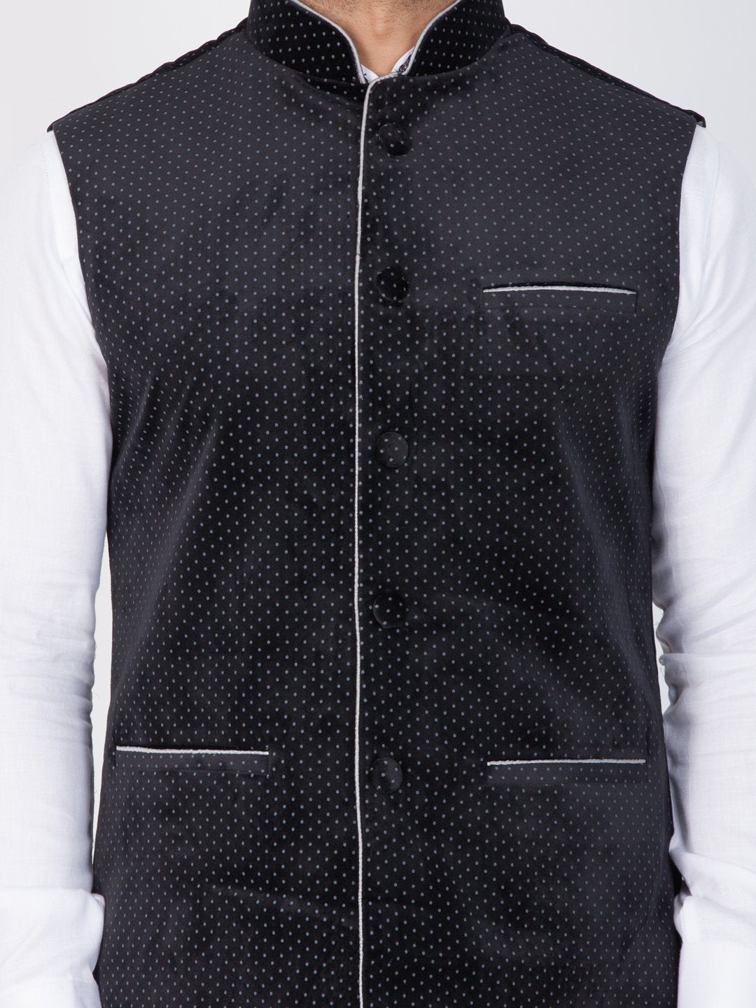 Men's Black Velvet Ethnic Jacket
