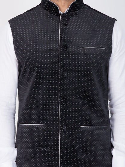 Men's Black Velvet Ethnic Jacket