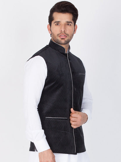 Men's Black Velvet Ethnic Jacket