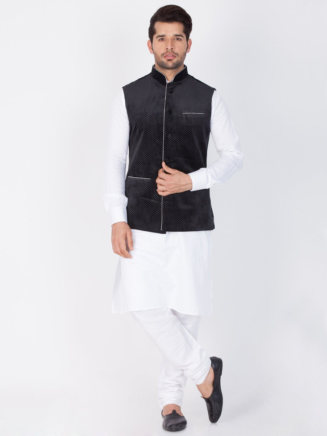 Men's Black Velvet Ethnic Jacket