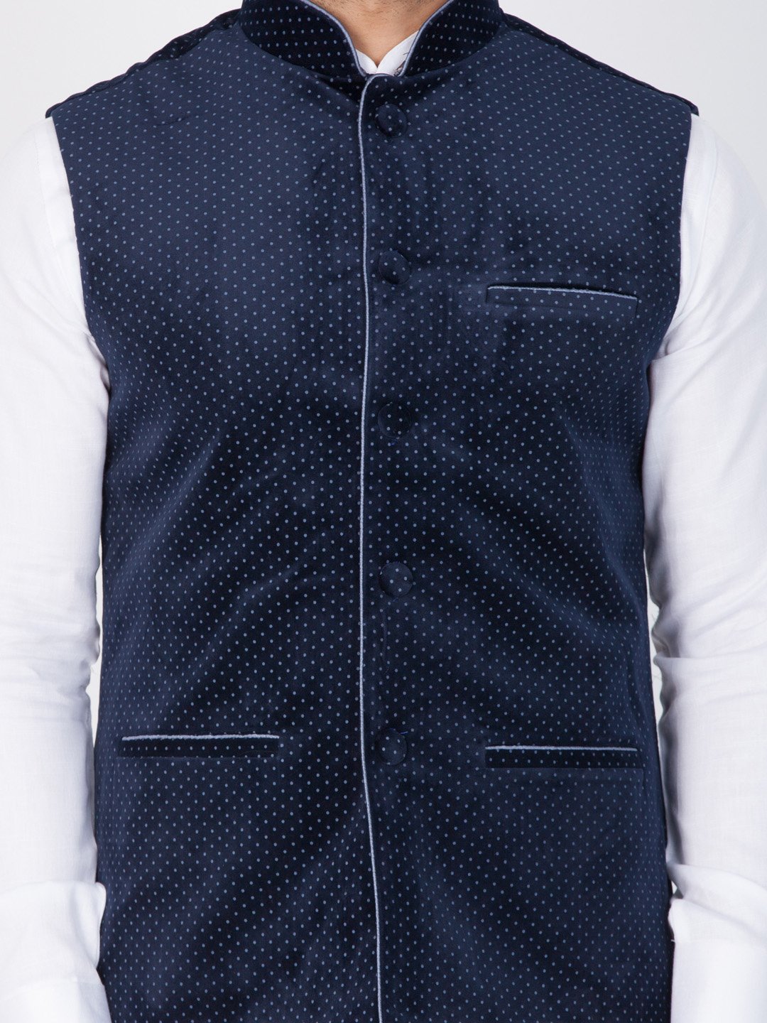 Men's Blue Velvet Ethnic Jacket