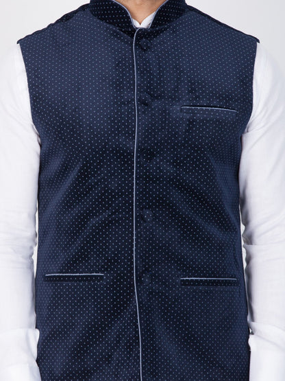 Men's Blue Velvet Ethnic Jacket