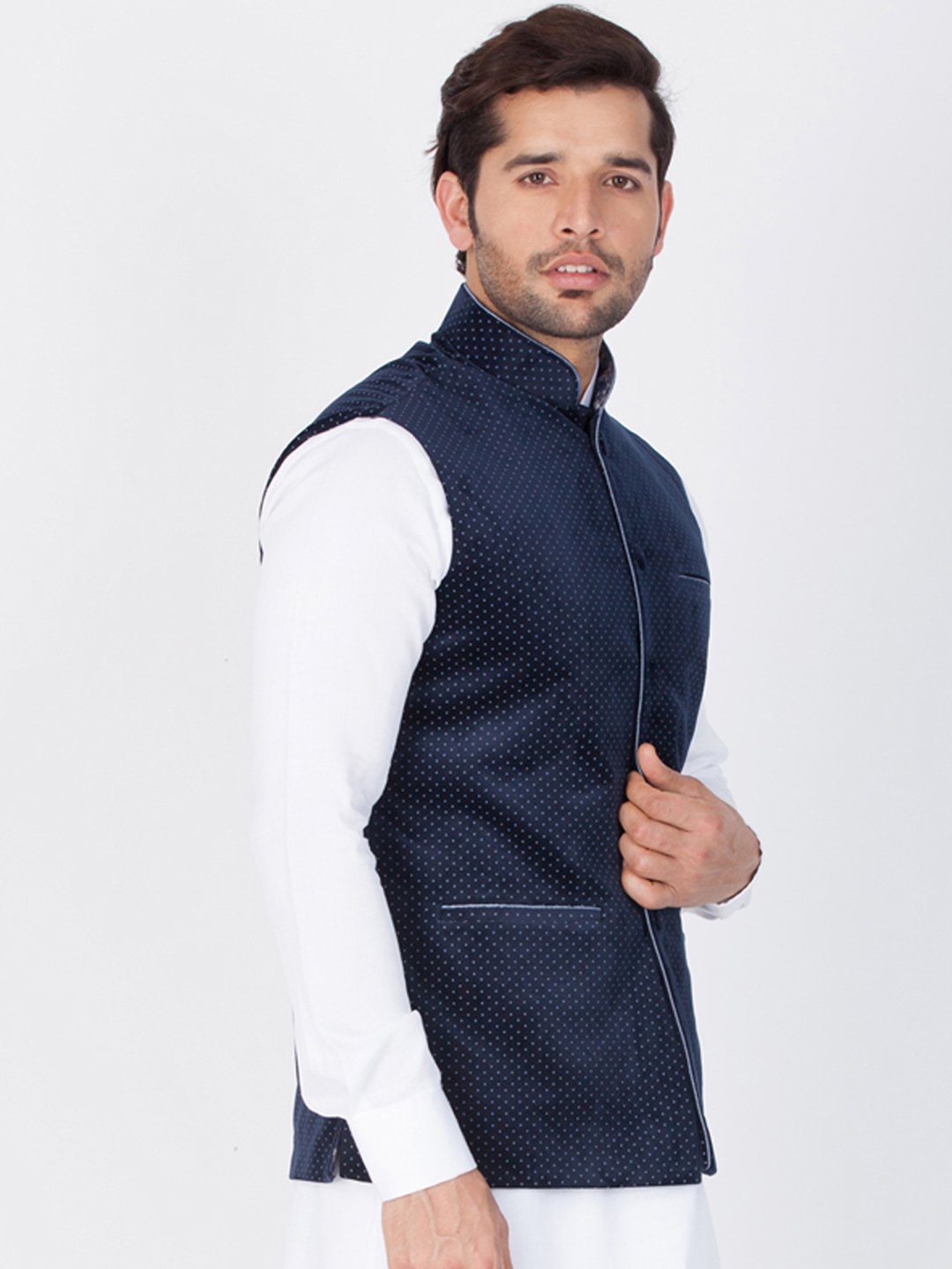 Men's Blue Velvet Ethnic Jacket