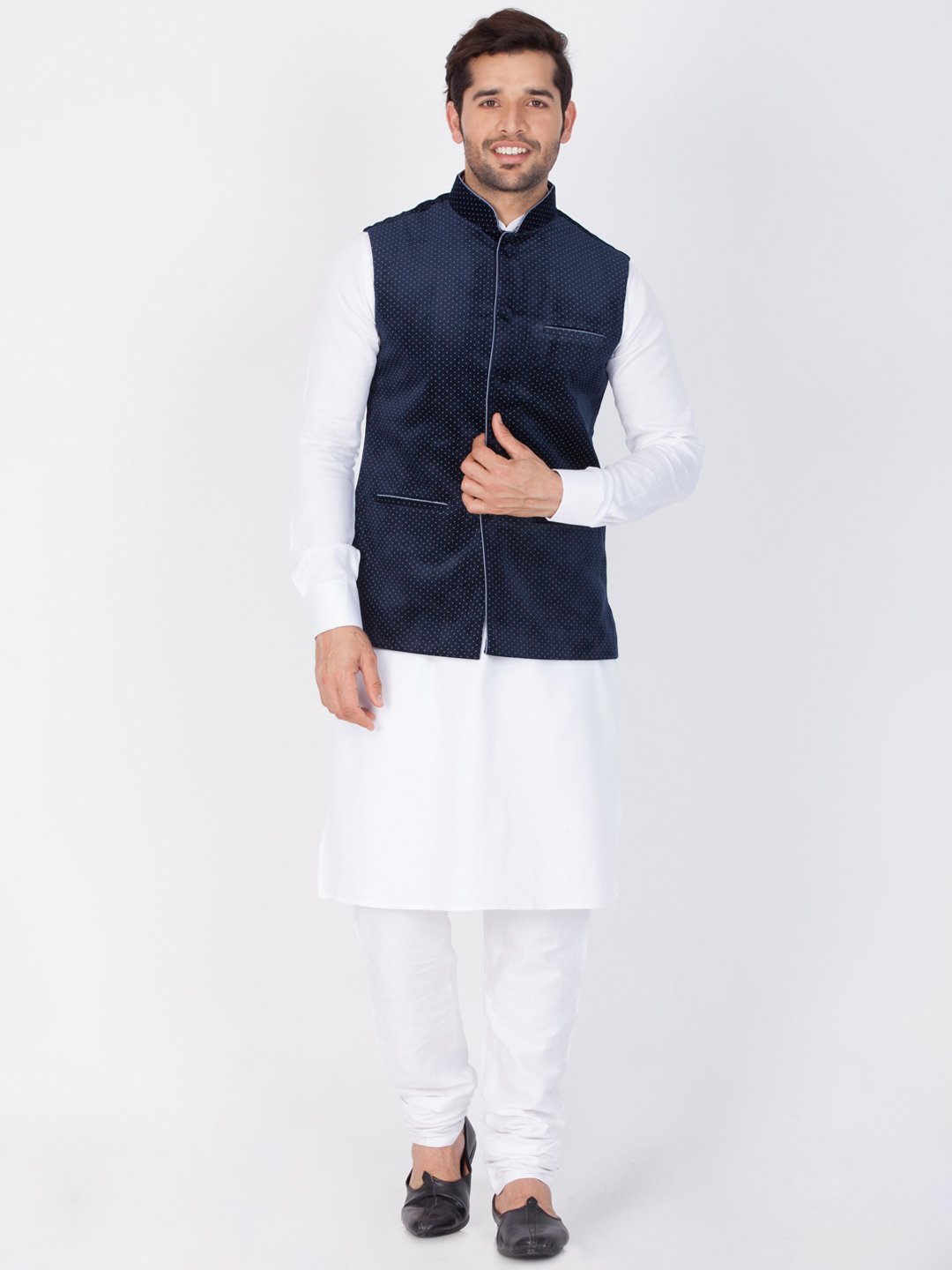 Men's Blue Velvet Ethnic Jacket