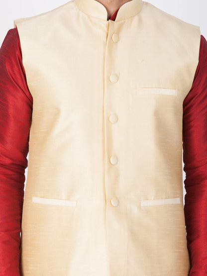 Men's Gold Cotton Silk Blend Ethnic Jacket