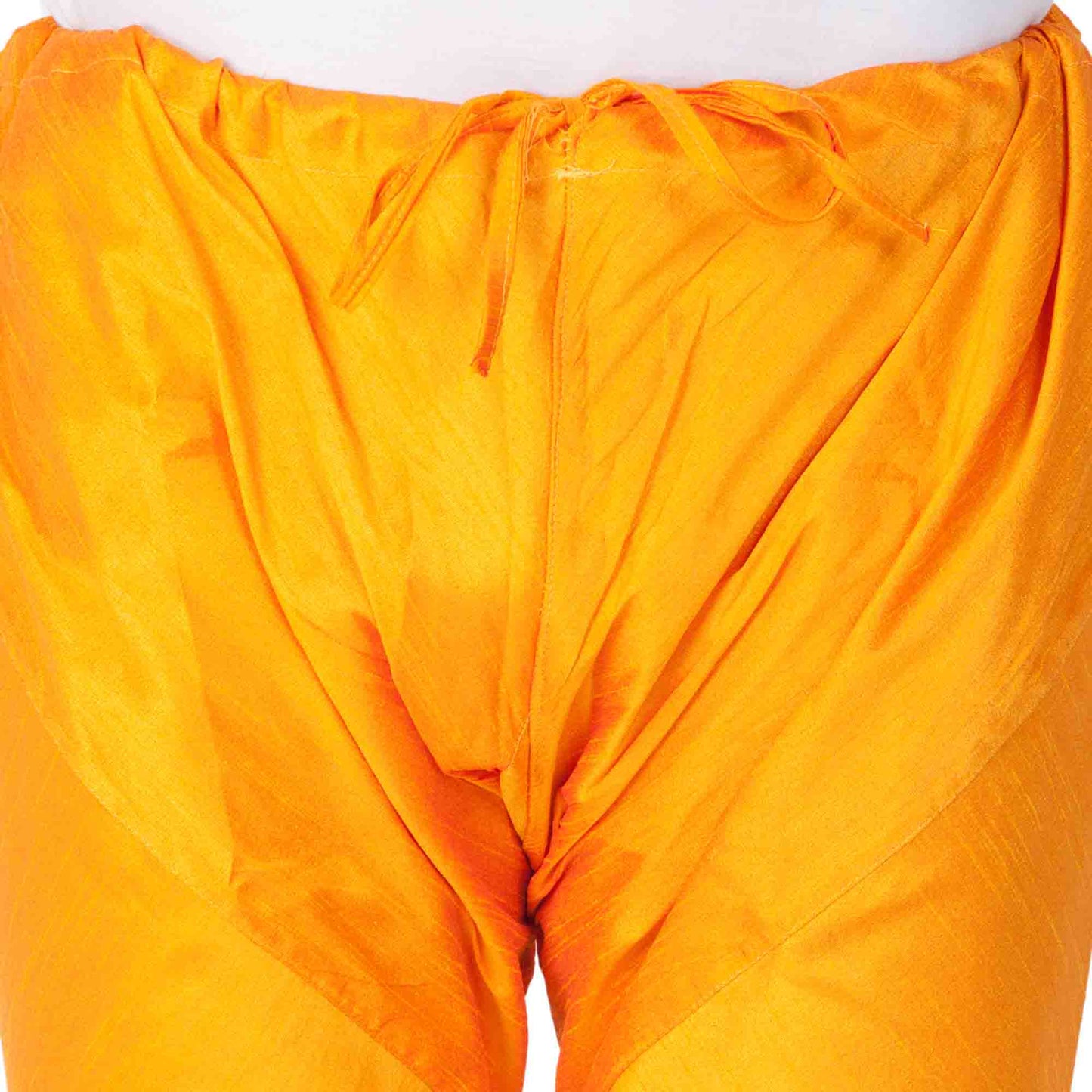 Men's Orange Cotton Silk Blend Kurta, Ethnic Jacket and Pyjama Set