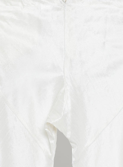 Men's White Cotton Silk Blend Kurta and Pyjama Set