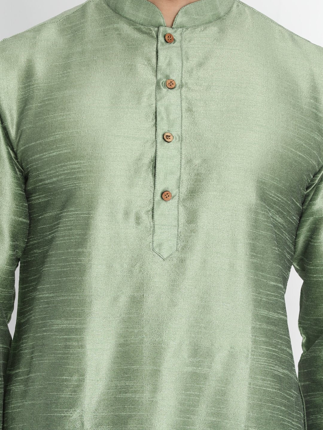 Men's Light Green Cotton Silk Blend Kurta and Pyjama Set