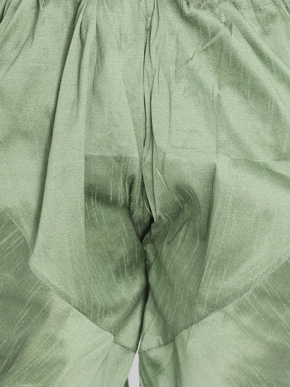 Men's Light Green Cotton Silk Blend Kurta and Pyjama Set
