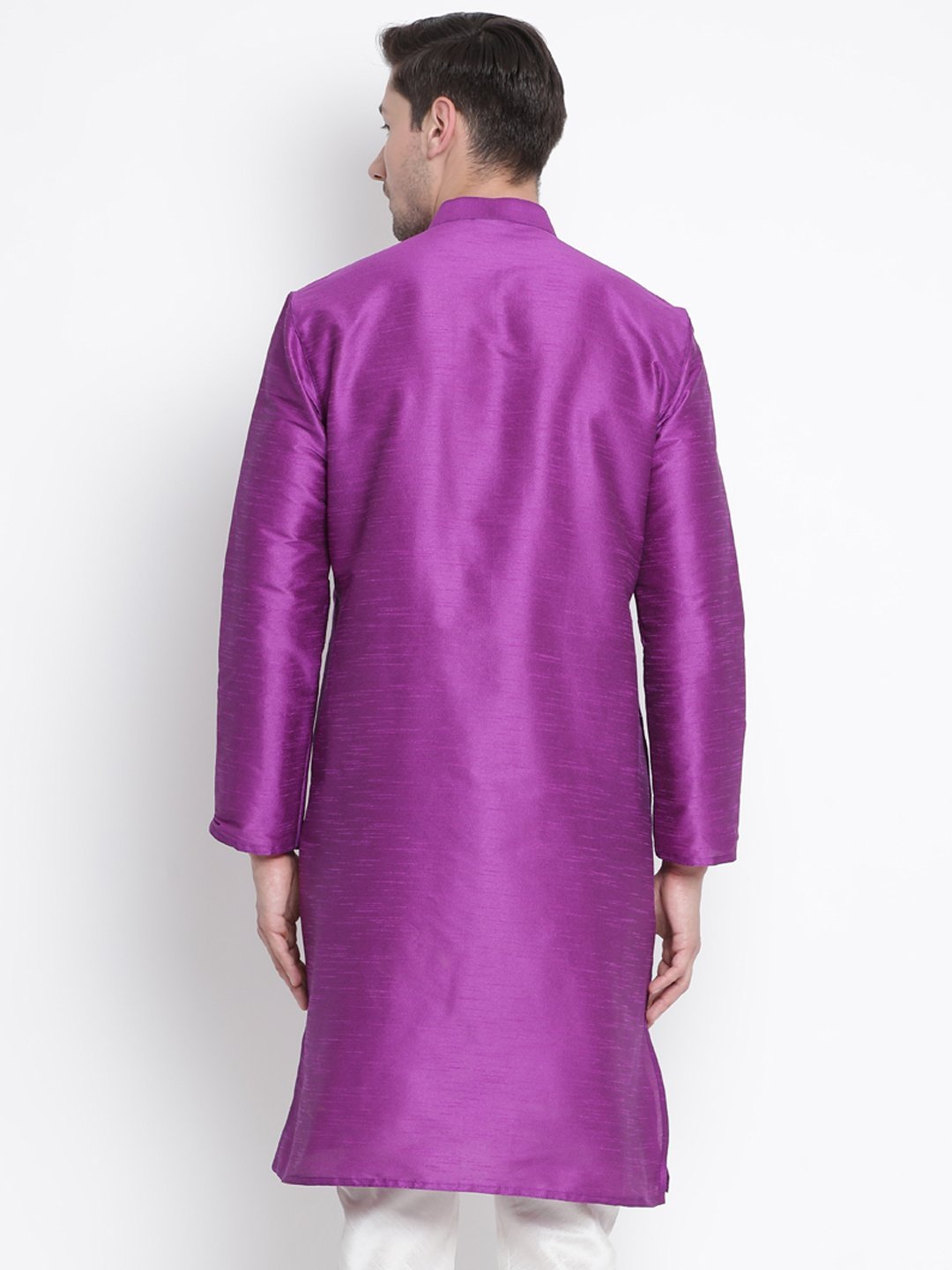 Men's Purple Cotton Silk Blend Kurta