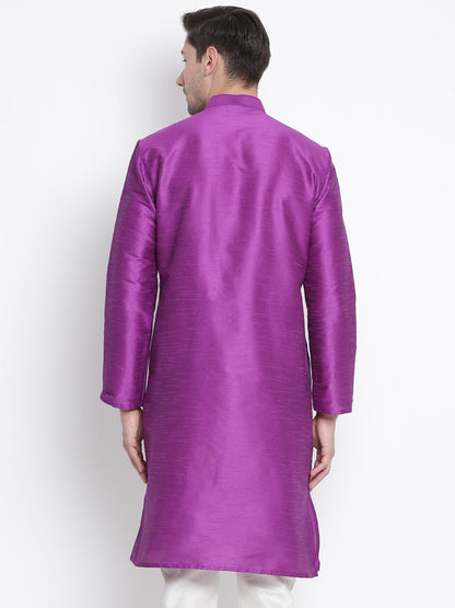 Men's Purple Cotton Silk Blend Kurta