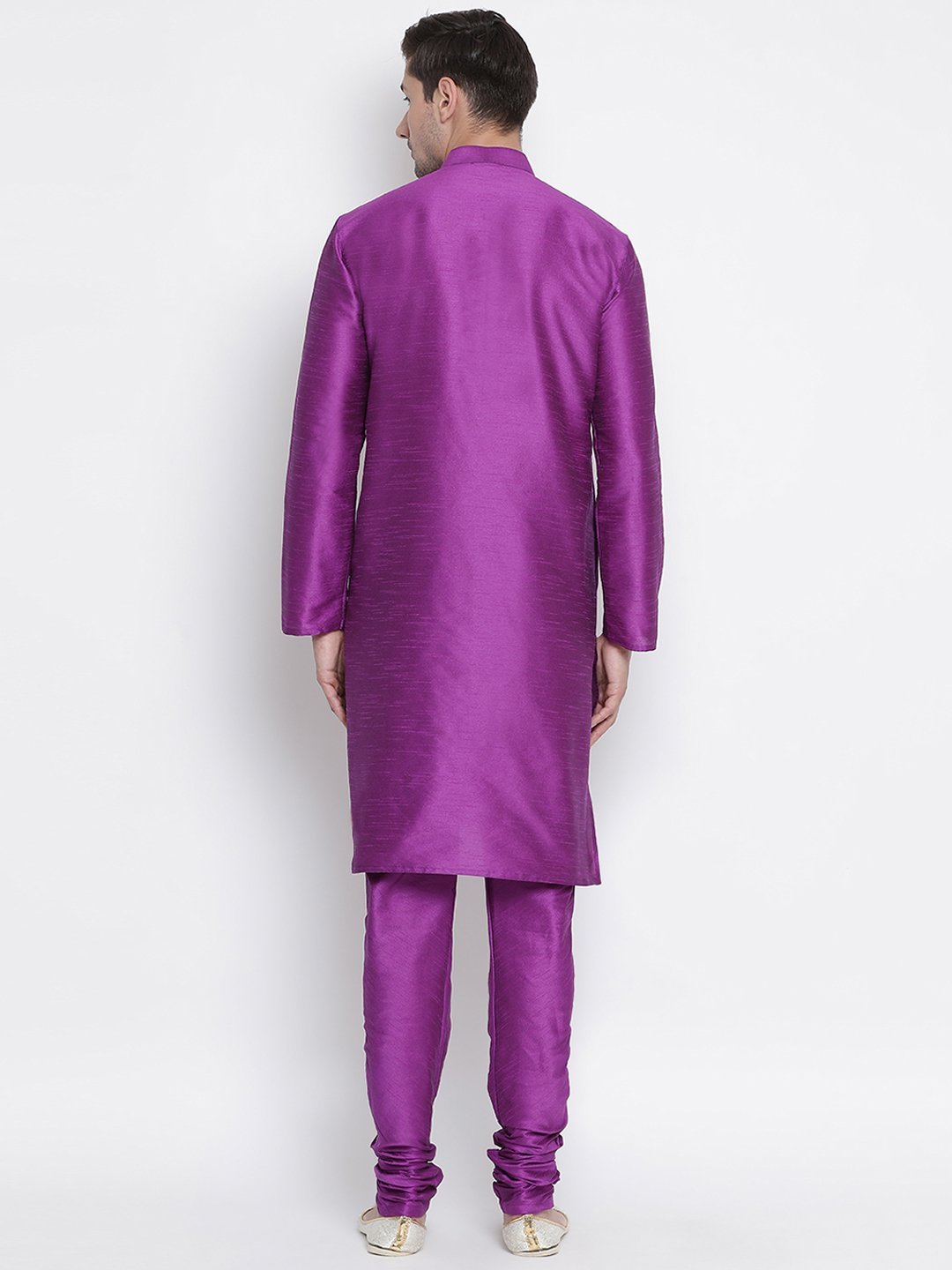Men's Purple Cotton Silk Blend Kurta and Pyjama Set