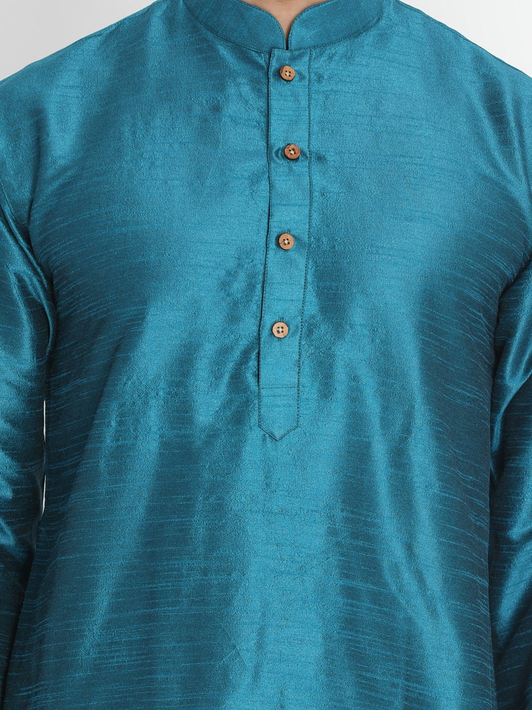 Men's Dark Green Cotton Silk Blend Kurta and Pyjama Set