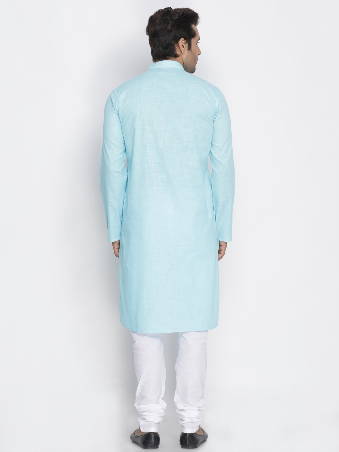 Men's Light Blue Cotton Kurta and Pyjama Set
