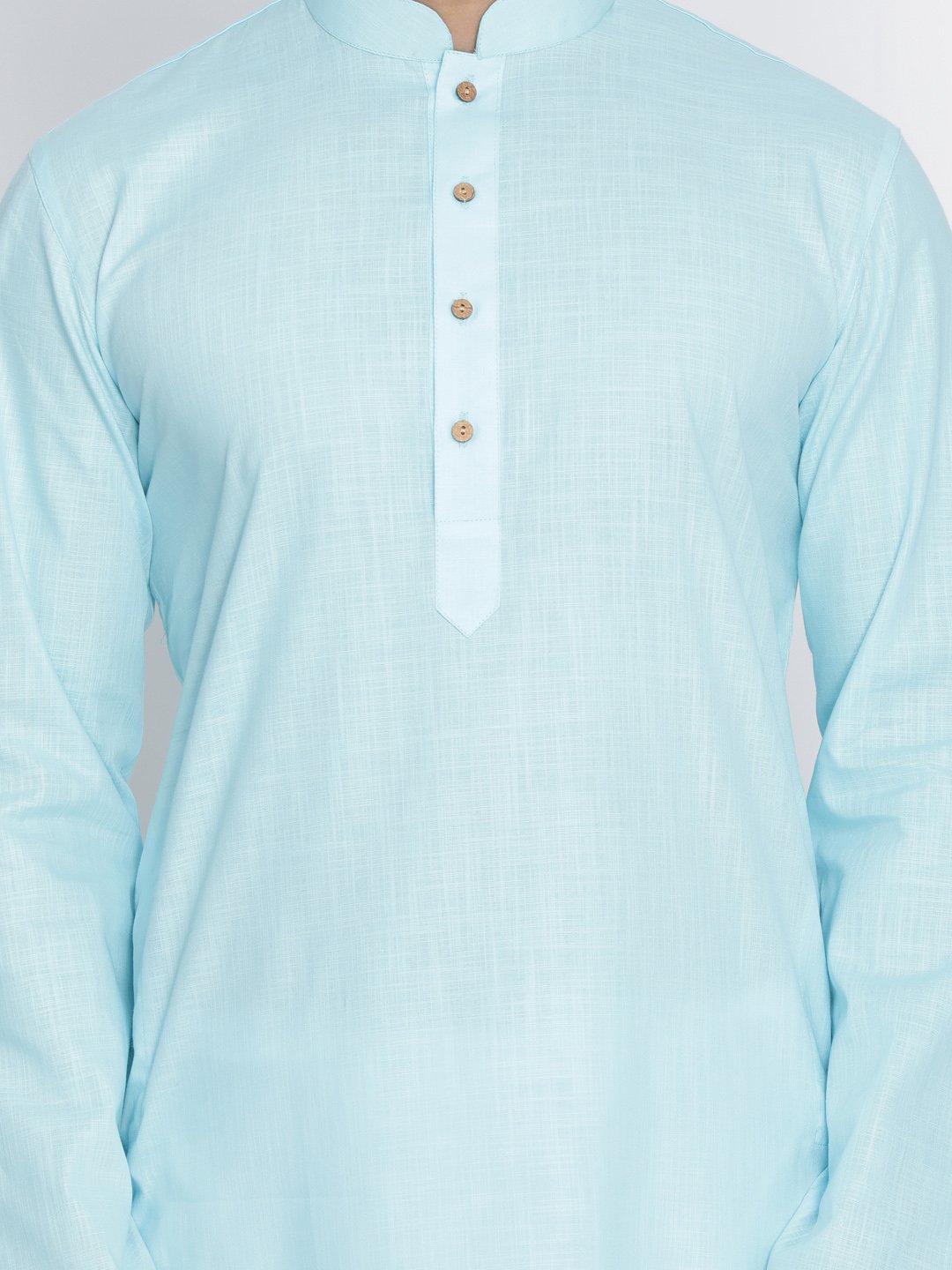Men's Light Blue Cotton Kurta and Pyjama Set