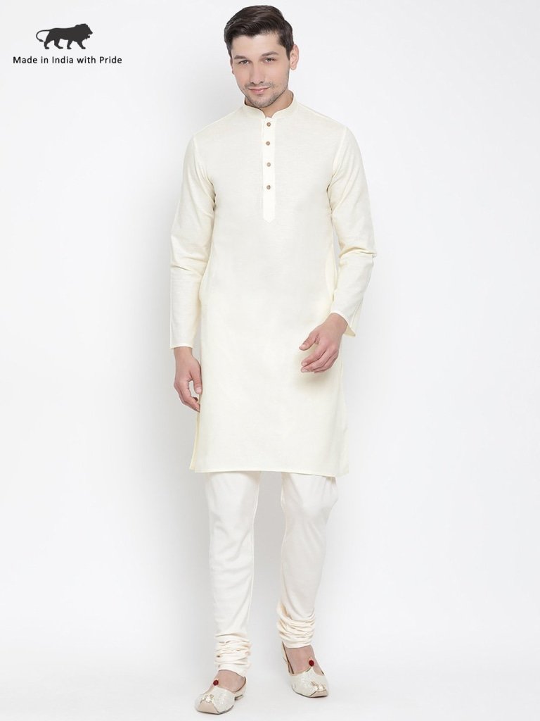 Men's Beige Cotton Kurta and Pyjama Set